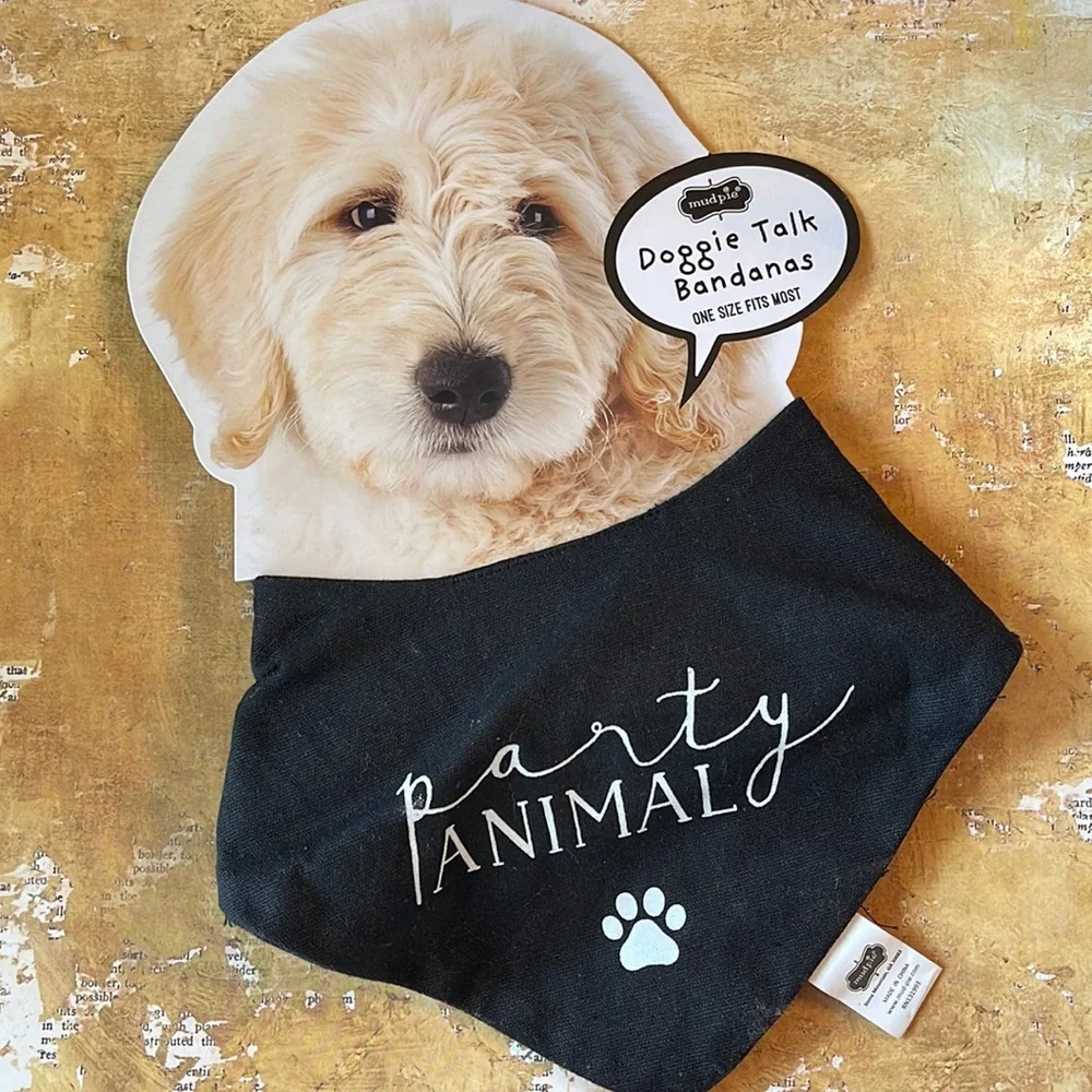 Mud Pie Black Doggie Bandana- Party Animal
